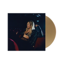 Gold vinyl record in sleeve featuring Hilary Duff seated in red theater seats wearing a black leather jacket