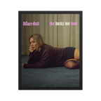 Hilary Duff The Lucky Me Tour poster mockup, framed in black, matte finish